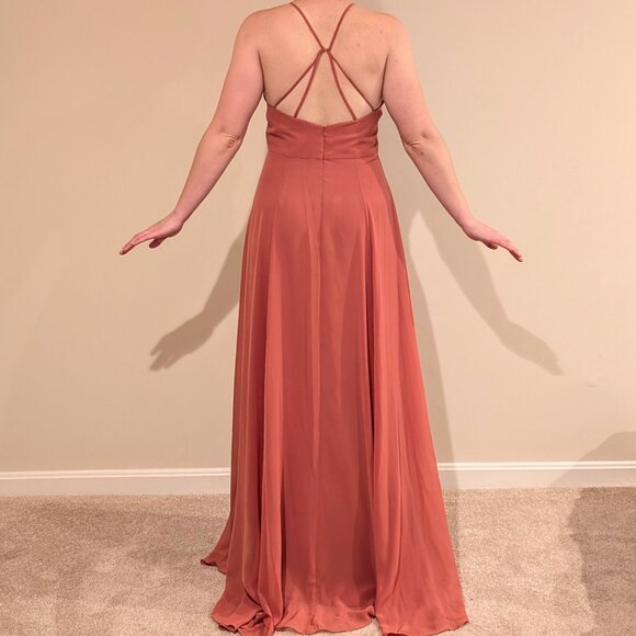 NWT Jenny Yoo Size 10, Kayla Long Floor Length Dress in Dusty Rose Luxe Chiffon - Picture 2 of 8